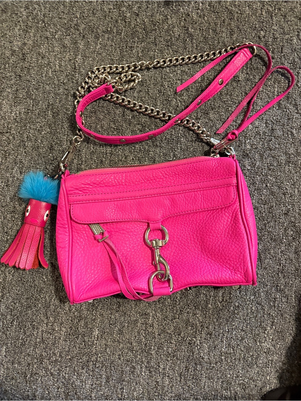 Hot Pink Rebecca Minkoff Crossbody Bag with Chain Strap